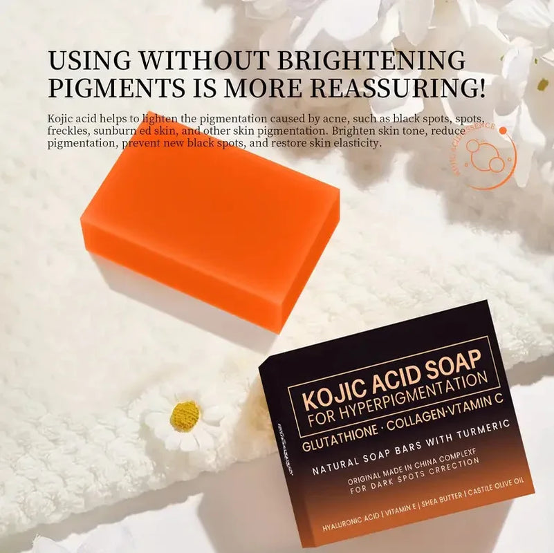 100G Kojic Acid Soap with Vitamin C,Turmeric, Retinol, Shea Butter, Vitamin E, Kojic Acid for Clean and Nourish the Skins