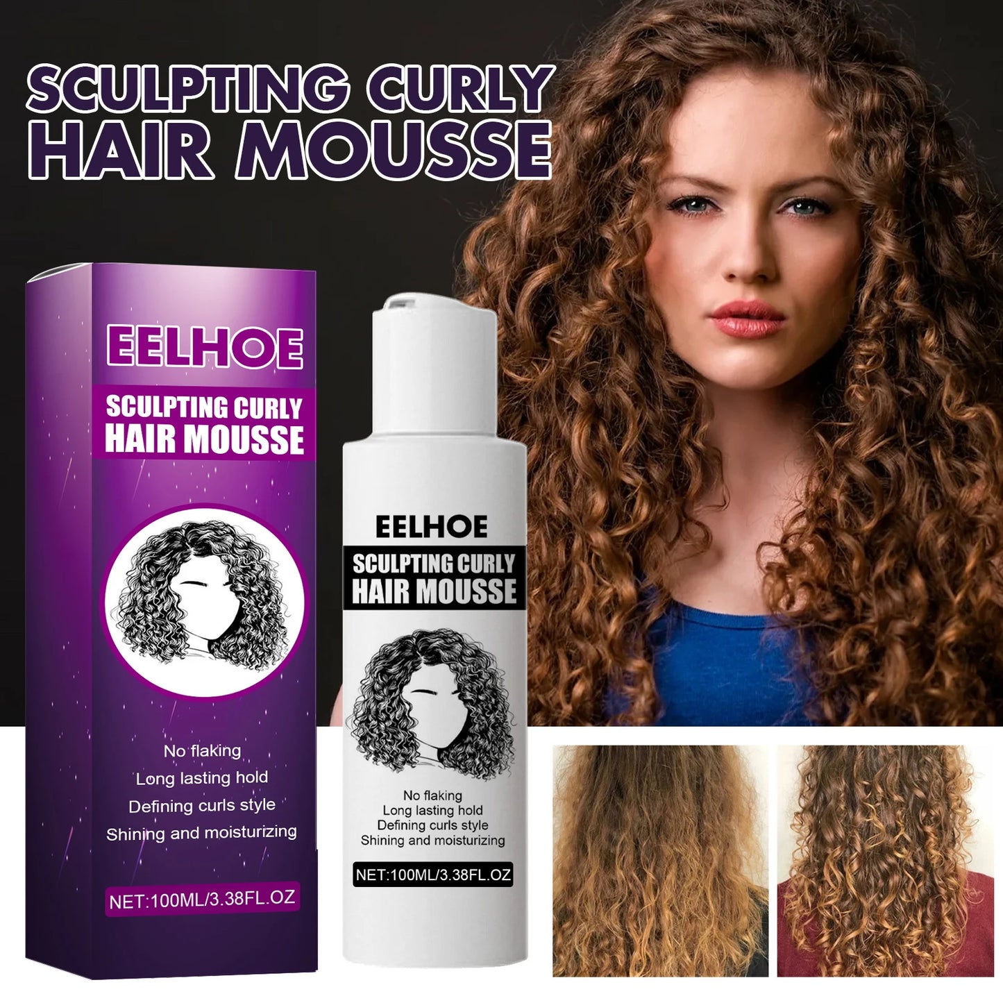 100Ml Curly Hair Elastin Improve Hair Brightness Smooth Frizzy Hair Prevent Dryness Moisturize Shape Fluffy Hair Care Products