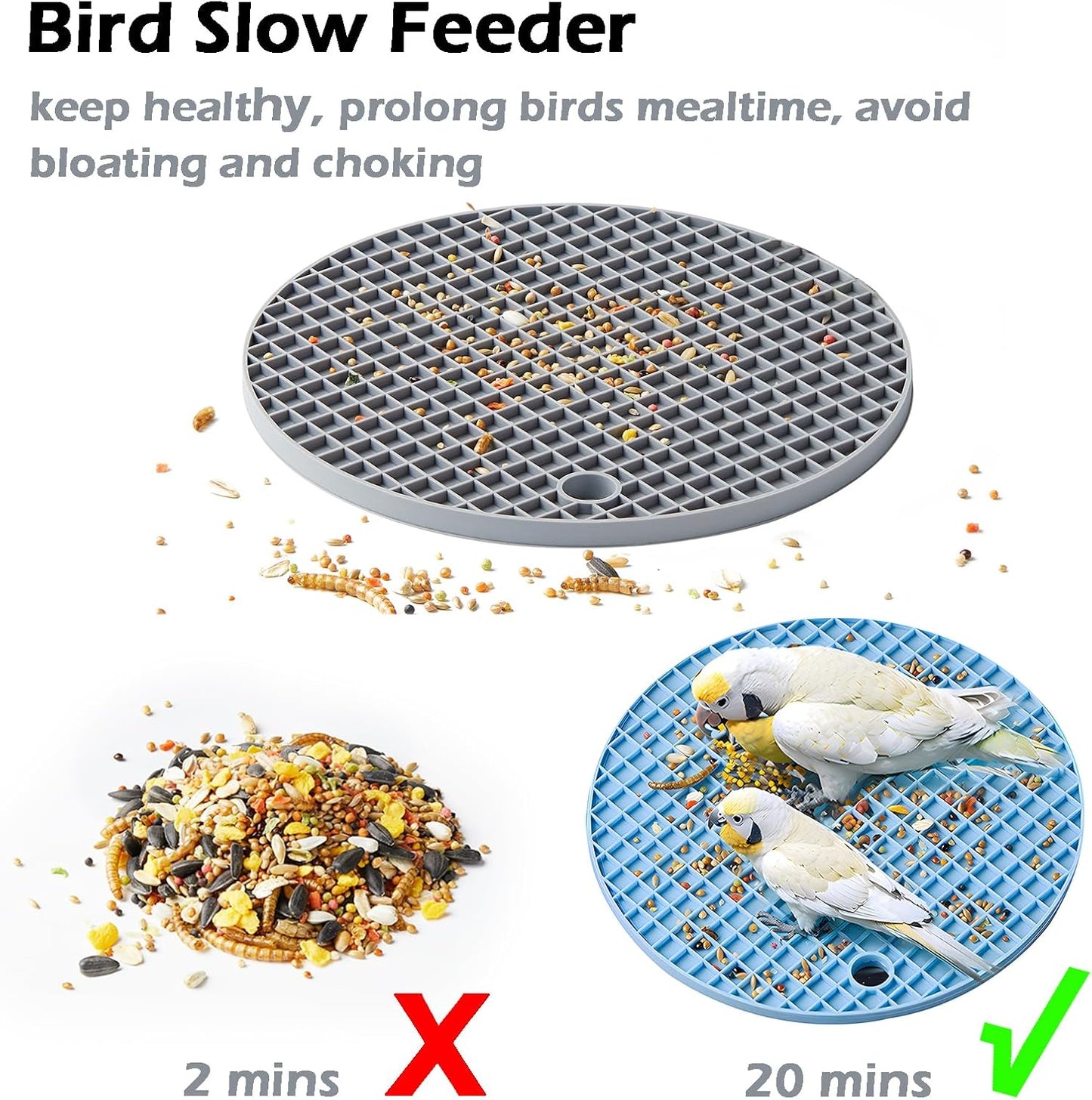 Engaging 2Pcs Interactive Bird Foraging Toys - Slow Feeder Mats for Parrots, Parakeets, and Budgies - Enhance Feeding Time and Reduce Boredom