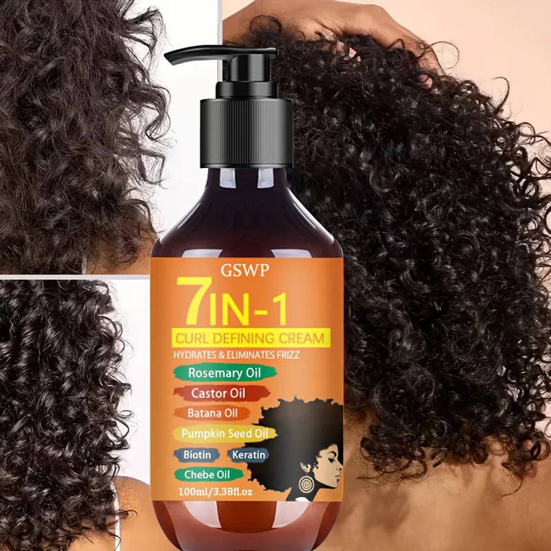 7-In-1 Curl-Defining Moisturizing Cream,For Black Curly Hair,Latin Curly Hair,Create Punk-Style American Curly Hair.100Ml