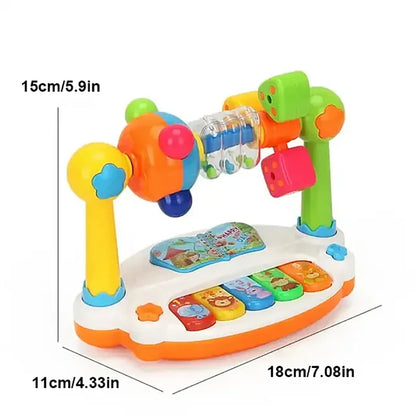 Baby Toys Drum Piano Keys Musical Instrument Kids Toys Rotating Keyboard with Lights Sound Toddlers Educational Christmas Gifts