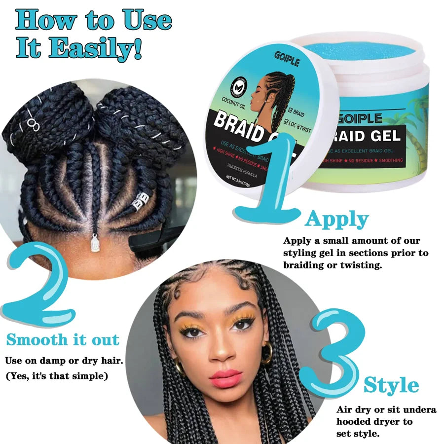 100G Tea Tree Mint Braid Styling Gel Edge Control Frizz Smooth Hair Wax Pomade Loc Twist Braiding Cream for African Women