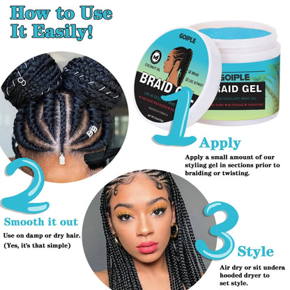 100G Tea Tree Mint Braid Styling Gel Edge Control Frizz Smooth Hair Wax Pomade Loc Twist Braiding Cream for African Women
