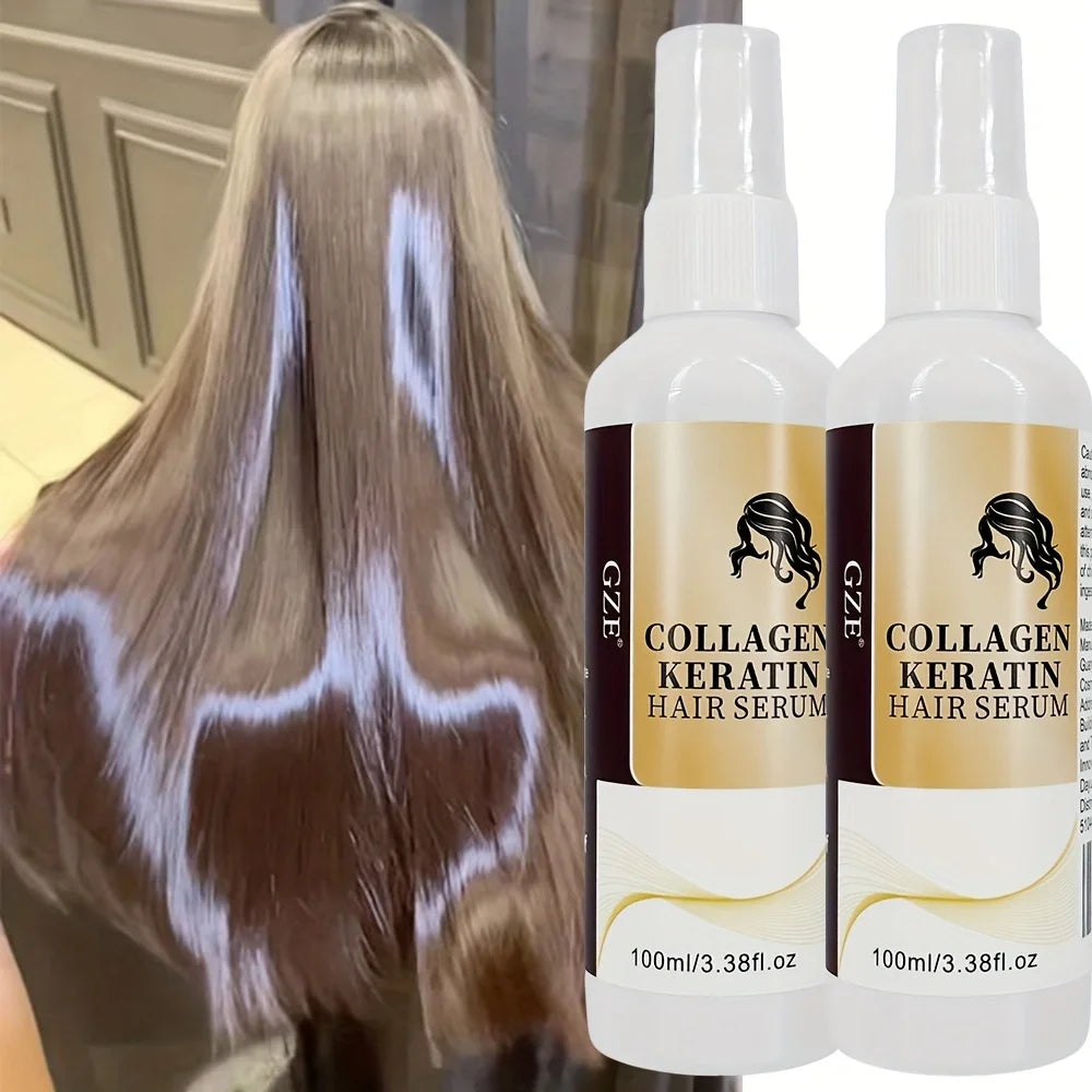 2 Pack  Collagen Keratin Hair Serum for Silky Hair Deep Conditioning Hydrating Repair Split Ends Anti-Breakage
