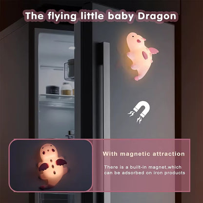 Enchanting Dragon Night Light for Kids - Rechargeable 7-Color Silicone Lamp with Magnetic Base & Timer for a Cozy Nursery
