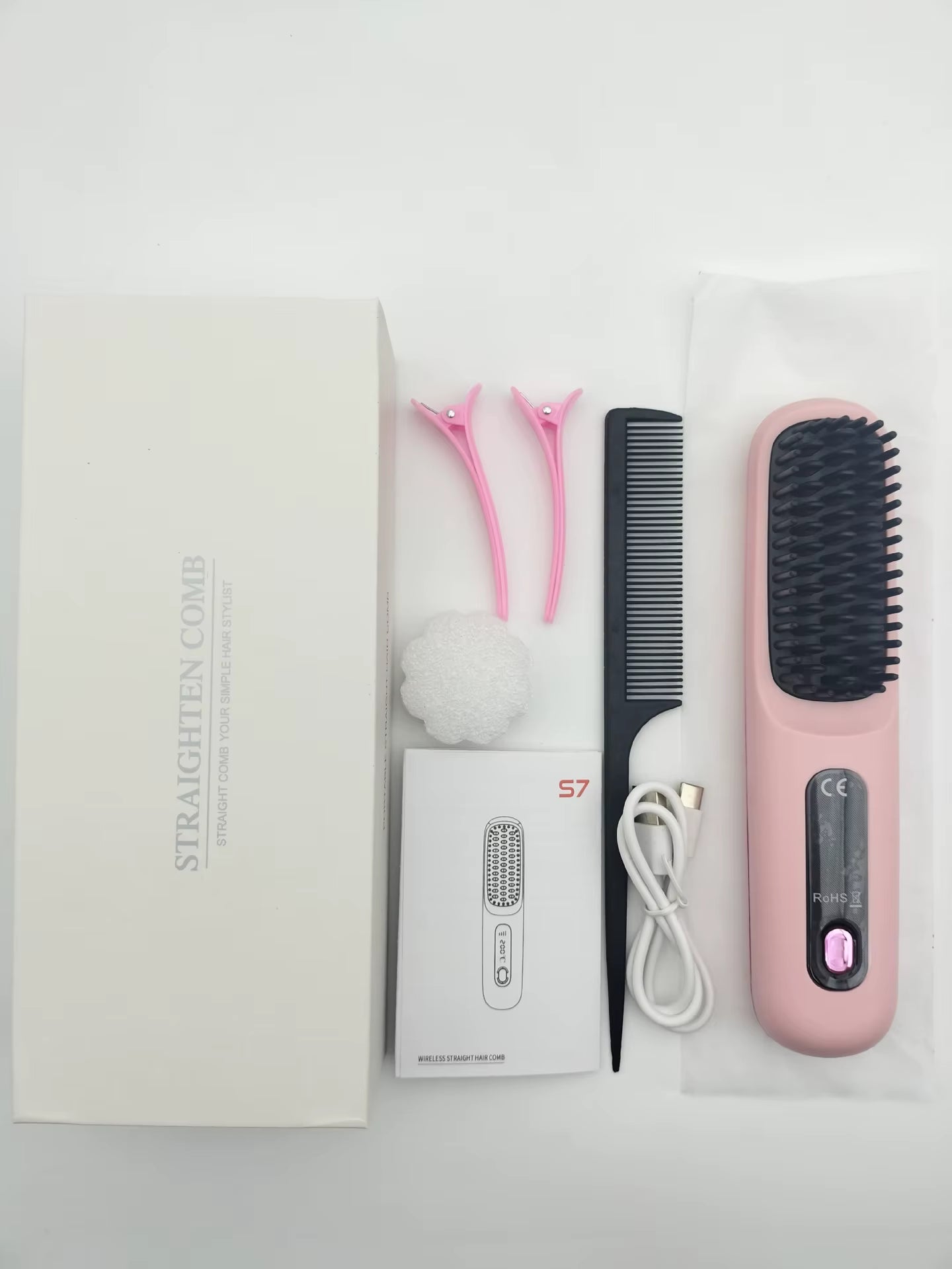 Experience Effortless Style Anywhere with the 2026 Cordless Portable Hair Straightener Brush - Fast Heating with LCD Temperature Display