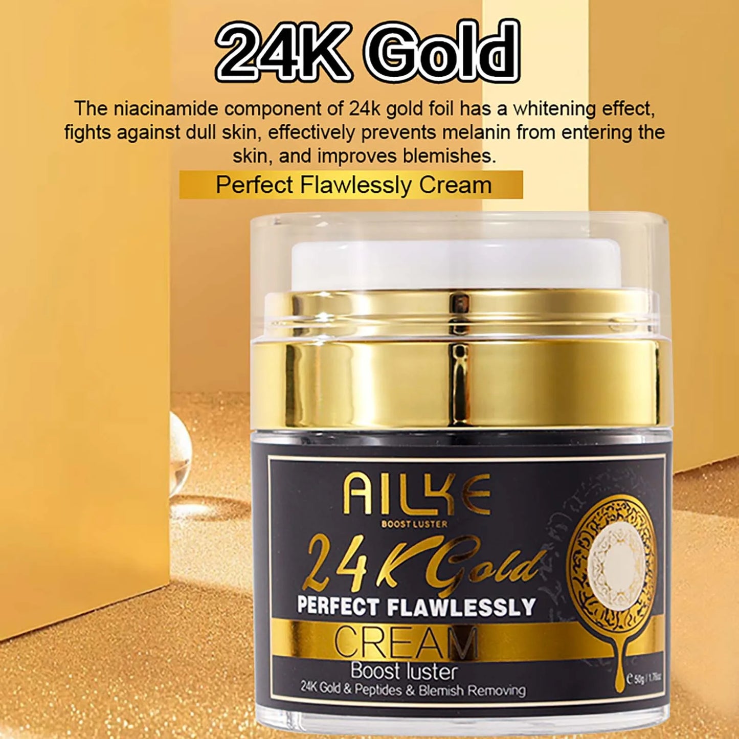 24K Whitening Skin Set, Lightening, Remove Black Spots, Melanin, Stains, Even Skin Tone, Moisturizing, for All Skin Types