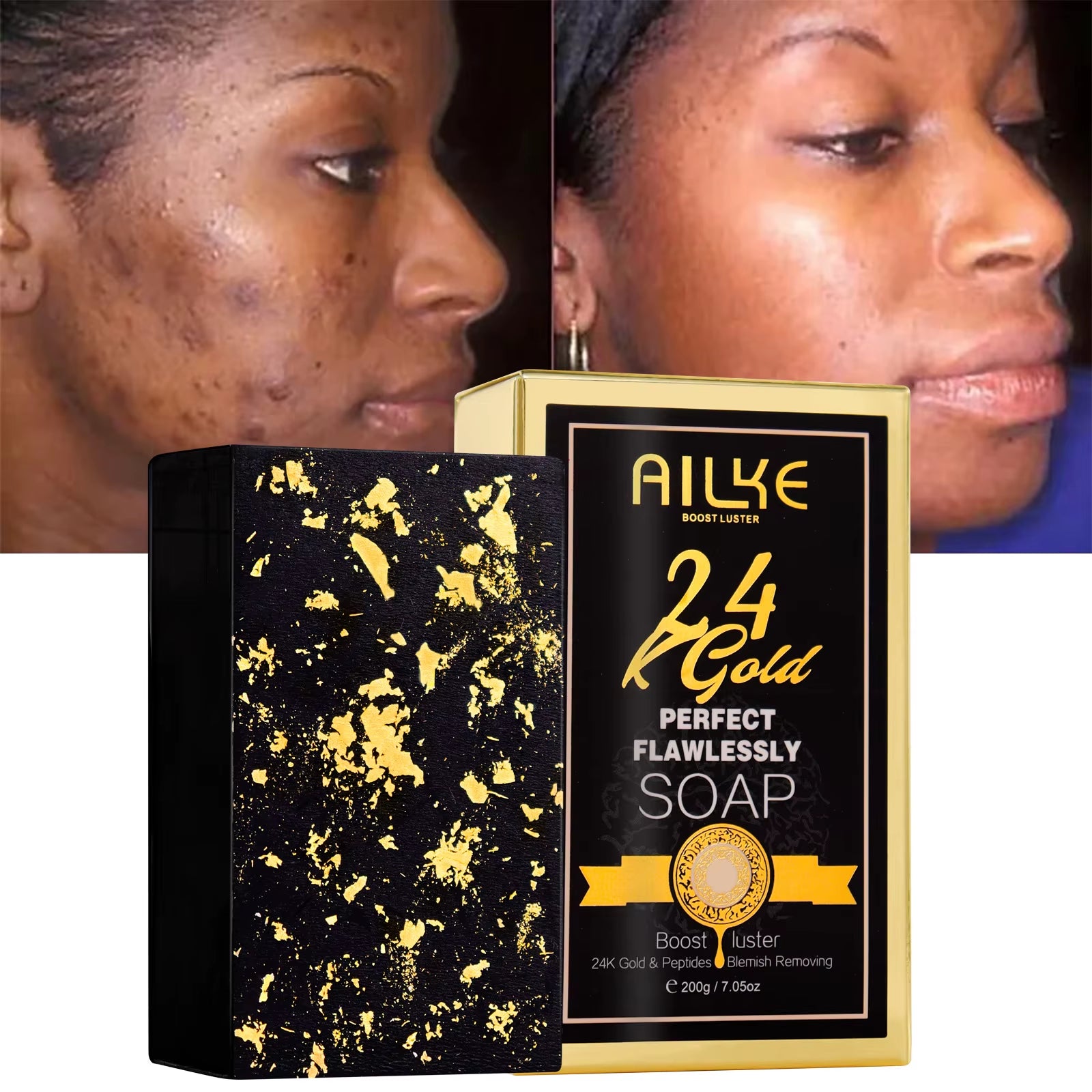 24K Whitening Skin Set, Lightening, Remove Black Spots, Melanin, Stains, Even Skin Tone, Moisturizing, for All Skin Types
