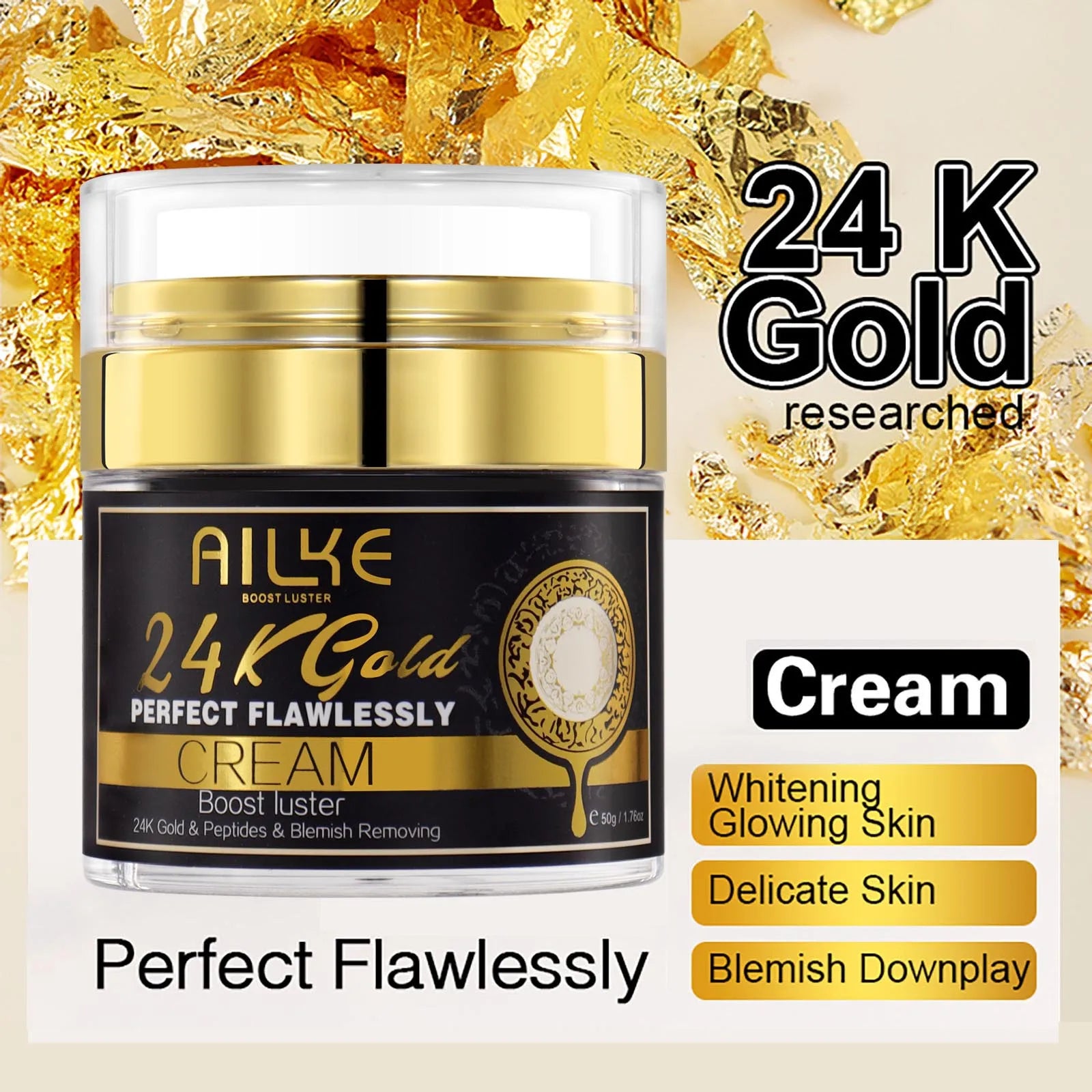 24K Whitening Skin Set, Lightening, Remove Black Spots, Melanin, Stains, Even Skin Tone, Moisturizing, for All Skin Types