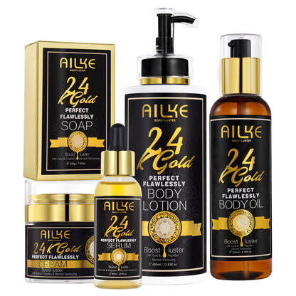 24K Whitening Skin Set, Lightening, Remove Black Spots, Melanin, Stains, Even Skin Tone, Moisturizing, for All Skin Types