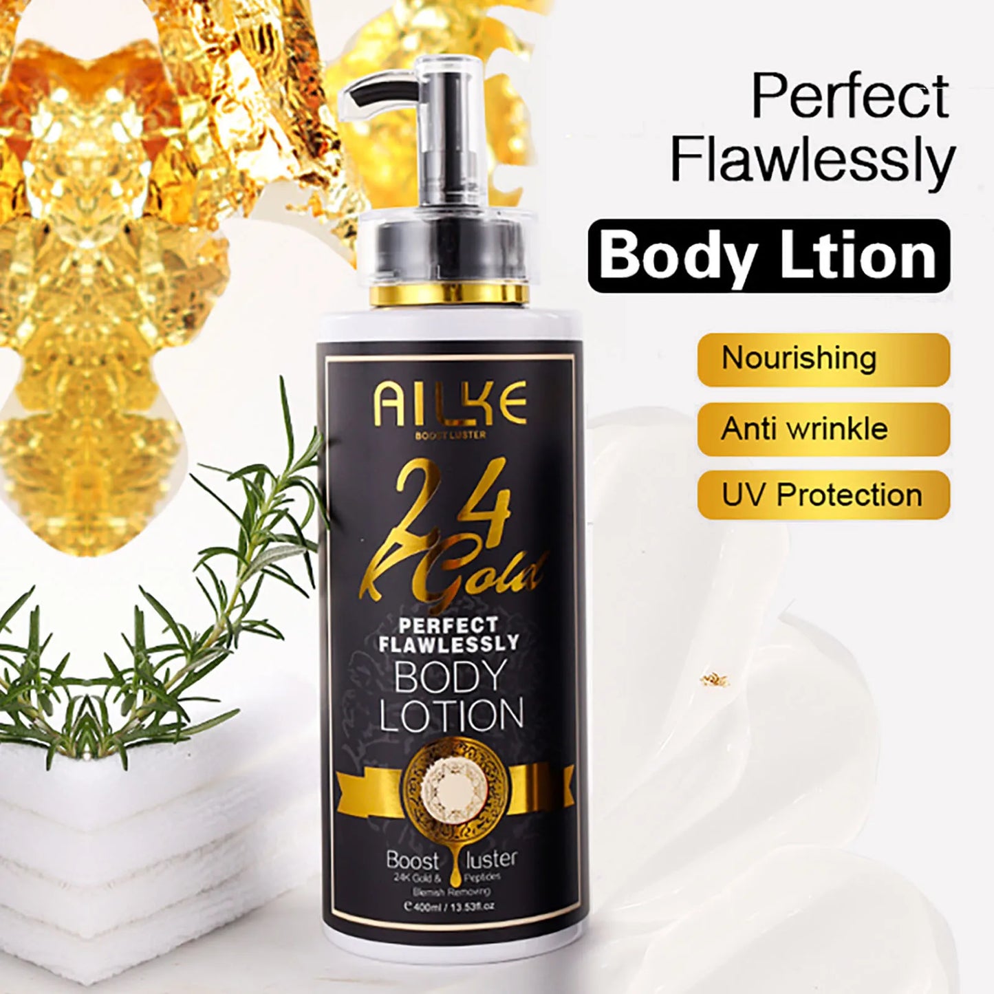 24K Whitening Skin Set, Lightening, Remove Black Spots, Melanin, Stains, Even Skin Tone, Moisturizing, for All Skin Types