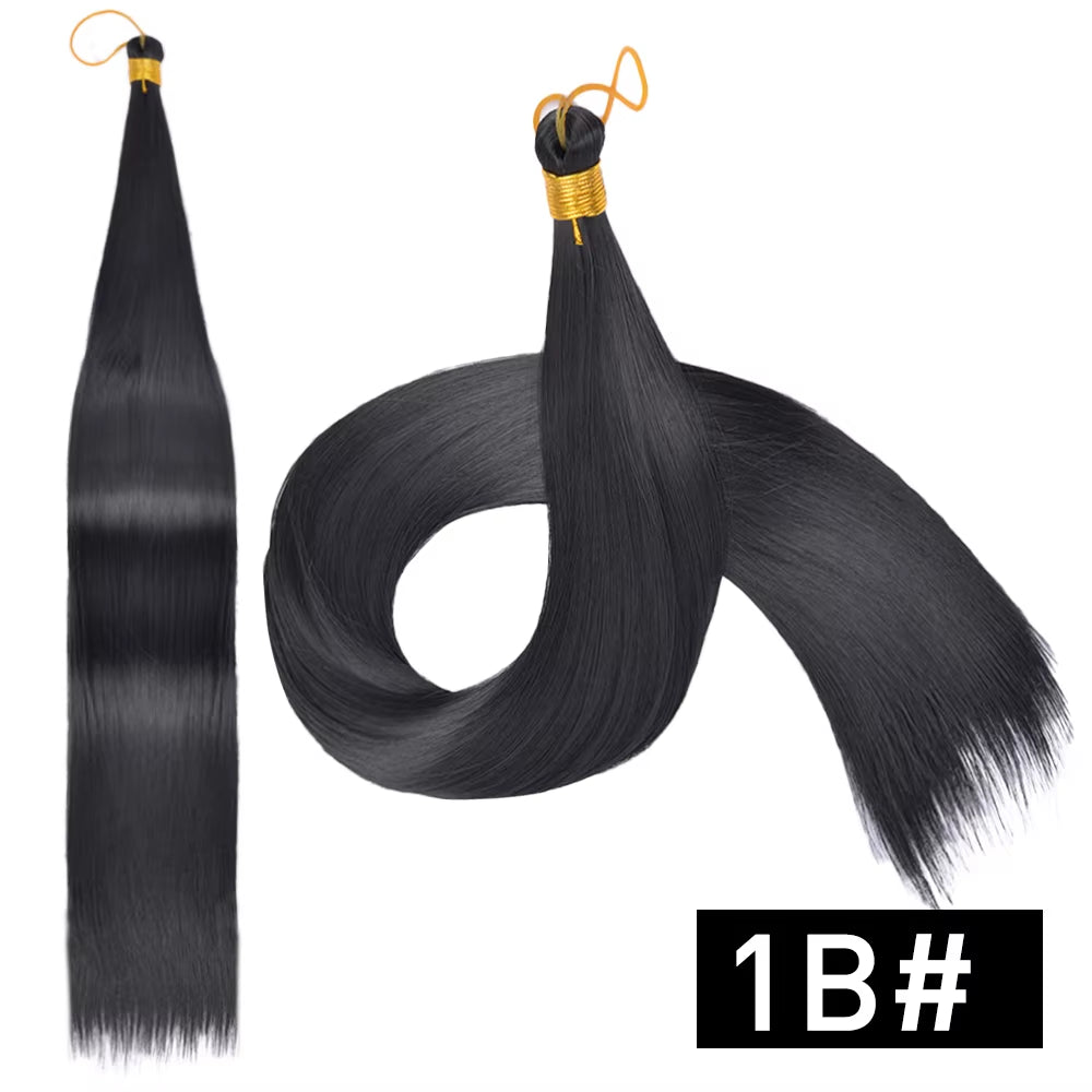 Elevate Your Look with 26 Inch Silky Bone Straight Synthetic Crochet Braids - Ombre Black Hair Extensions