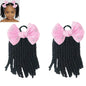2Pcs Kids Bouncy Wand Curl Pigtail Extensions with Cute Bow, Spring Twist Scrunchie Ponytails for Black Girls Hair Accessories