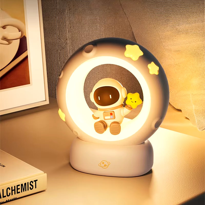 Adorable LED Panda Astronaut Night Light - USB Rechargeable, Perfect for Kids' Bedrooms and Eye Protection