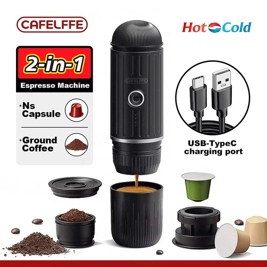 Ultimate Portable Espresso Maker: Wireless Coffee Machine for Nespresso Capsules & Ground Coffee – Perfect Gift for Coffee Lovers, Dads, and Outdoor Enthusiasts!