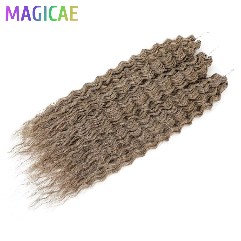 3Pcs 24Inches 300Grams Ariel Deep Water Twist Braids Crochet Curly Hair Orange Brown6# Blond 613 White Gray 58# Bundles