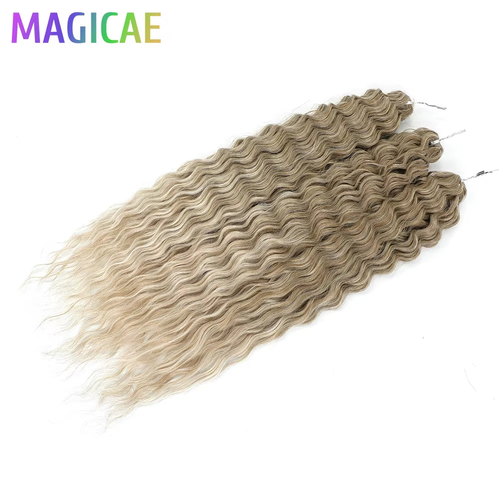 3Pcs 24Inches 300Grams Ariel Deep Water Twist Braids Crochet Curly Hair Orange Brown6# Blond 613 White Gray 58# Bundles