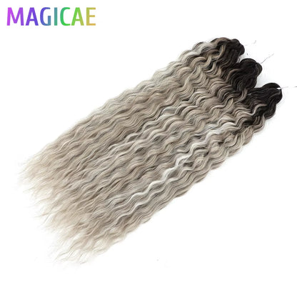 3Pcs 24Inches 300Grams Ariel Deep Water Twist Braids Crochet Curly Hair Orange Brown6# Blond 613 White Gray 58# Bundles