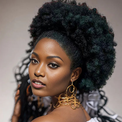 Large African Synthetic Fluffy Bundles Short Ponytail, 10 Inches, Short Curly Straight Accessories with 2 Clips