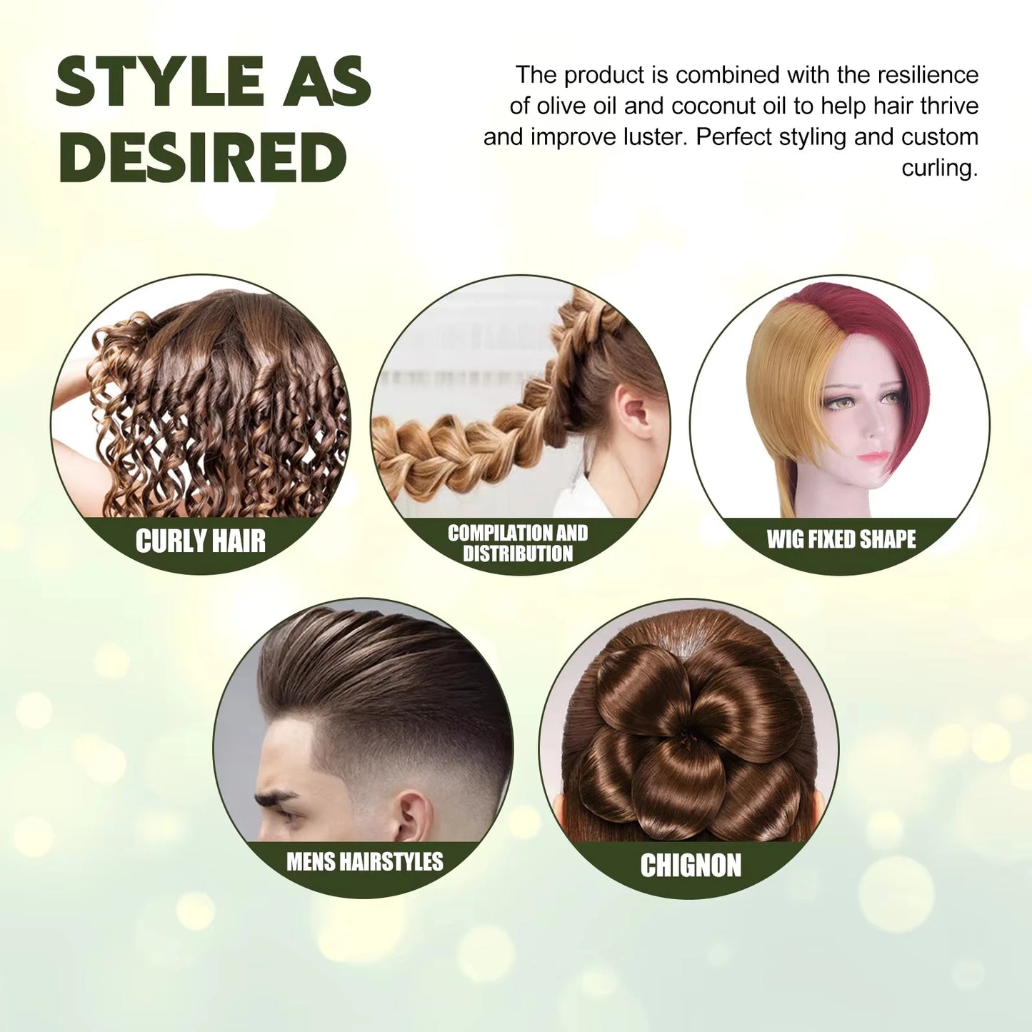 100Ml Curly Hair Elastin Improve Hair Brightness Smooth Frizzy Hair Prevent Dryness Moisturize Shape Fluffy Hair Care Products
