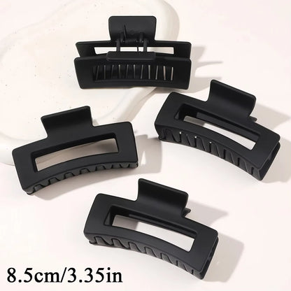 Stylish 4-Piece Set of Non-Slip Coffee and Black Claw Clips - Trendy Hair Accessories for Women and Girls