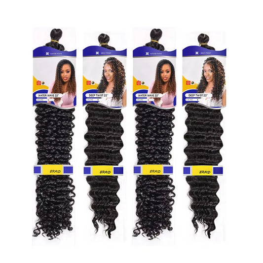 Wholesale 130G Bouncy Springy 22Inch Deep Water Wave Twist Curly Braiding Hair Extention Tangle Free Boho Braids Crochet Hair