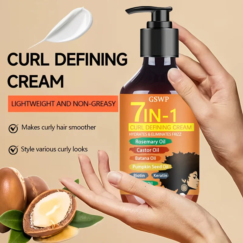 7-In-1 Curl-Defining Moisturizing Cream,For Black Curly Hair,Latin Curly Hair,Create Punk-Style American Curly Hair.100Ml