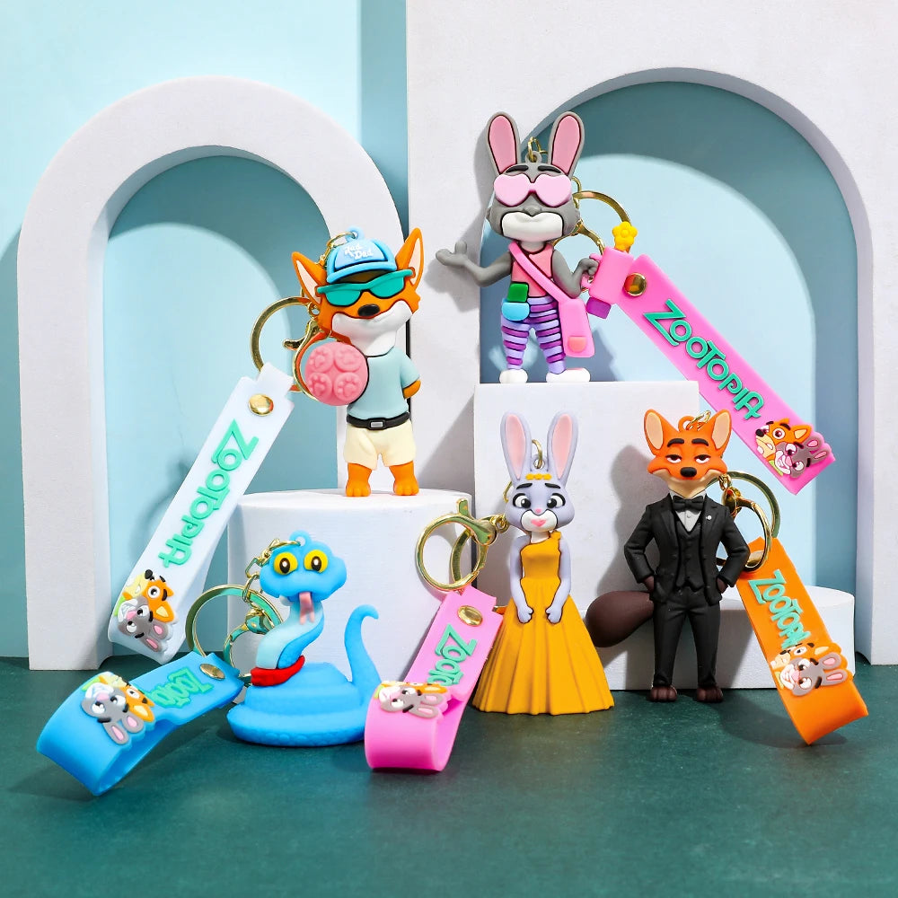 New Anime Zootopia 2 Figure Cute PVC Doll Car Key Ring Accessories Bag Pendant Charm Perfect Christmas Gift for Her