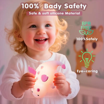 Enchanting Dragon Night Light for Kids - Rechargeable 7-Color Silicone Lamp with Magnetic Base & Timer for a Cozy Nursery