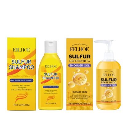 Sulfur Shampoo Oil Control Deep Cleansing Scalp anti Dandruff Exfoliating Fresh Improve Skin Dryness for Moisturizing Body Wash