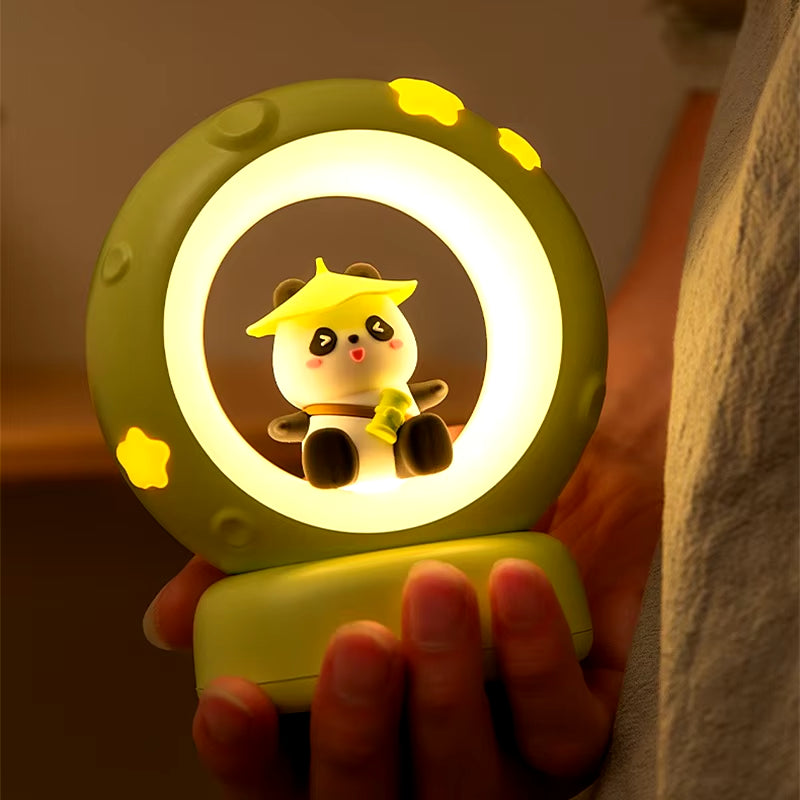 Adorable LED Panda Astronaut Night Light - USB Rechargeable, Perfect for Kids' Bedrooms and Eye Protection
