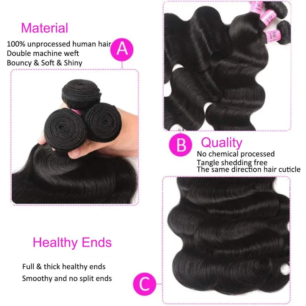 Body Wave Bundles 1/3 Pcs/Lot 100Grams Bundle 100% Human Hair Bundles Sew-In Weaves Virgin Human Hair