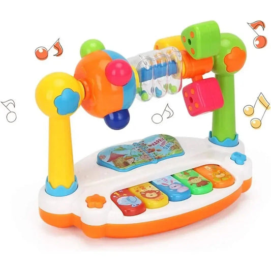 Baby Toys Drum Piano Keys Musical Instrument Kids Toys Rotating Keyboard with Lights Sound Toddlers Educational Christmas Gifts