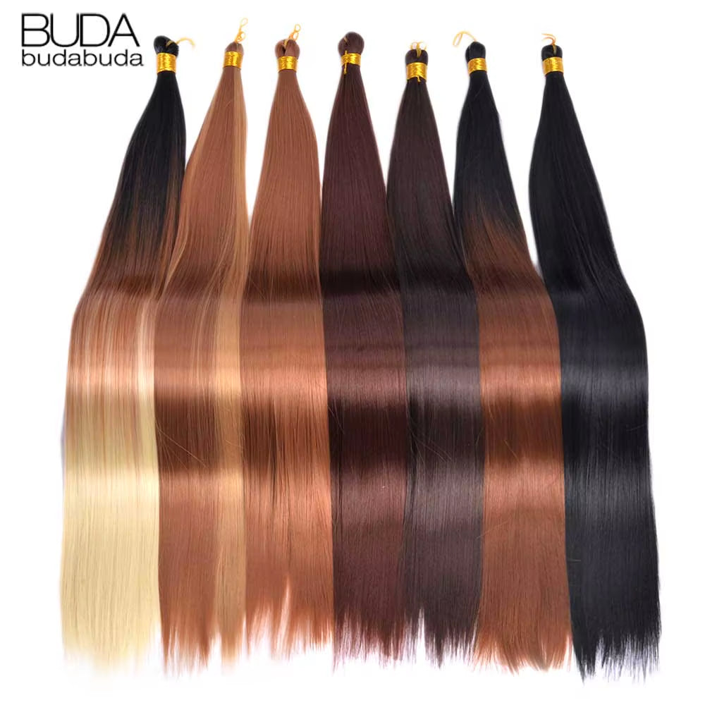 Elevate Your Look with 26 Inch Silky Bone Straight Synthetic Crochet Braids - Ombre Black Hair Extensions