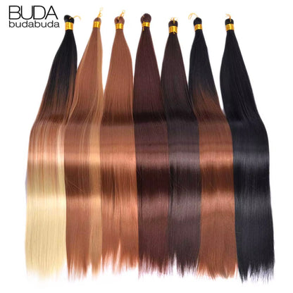 Elevate Your Look with 26 Inch Silky Bone Straight Synthetic Crochet Braids - Ombre Black Hair Extensions