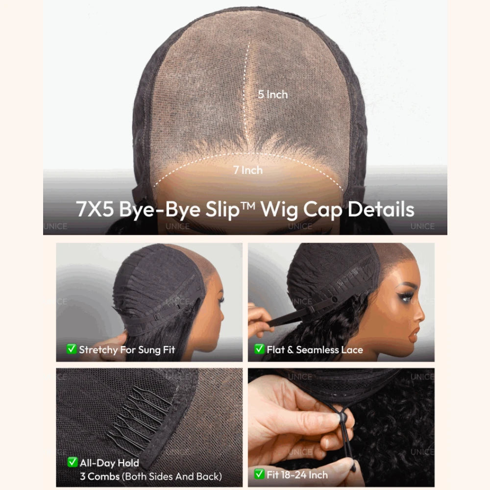 7X5 Bye Bye Slip™ Balayage Highlight Body Wave Human Hair Wig with Invisi Drawstring Wear Go Glueless Wig