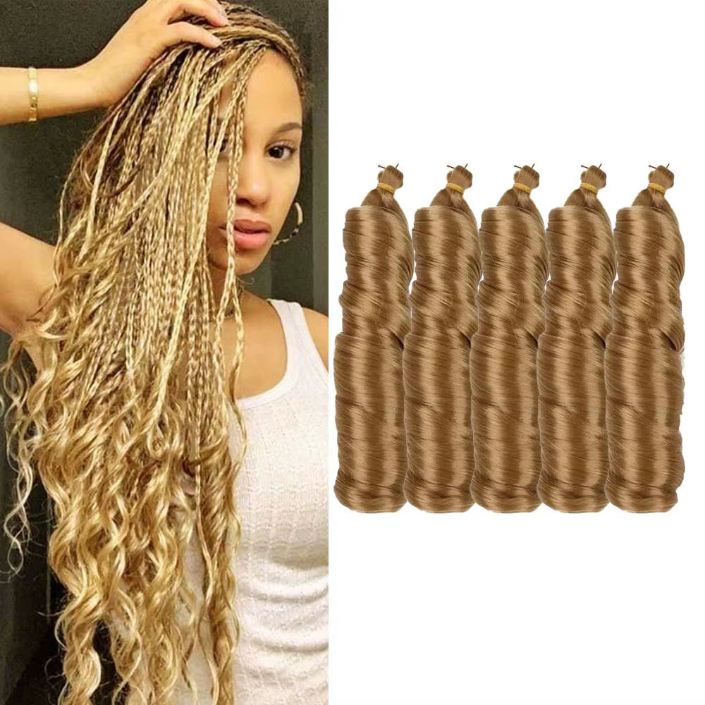 Elevate Your Style with 24-Inch Synthetic French Curls Crochet Hair - Pre-Stretched Loose Wave Braiding Hair in Ombre Colors