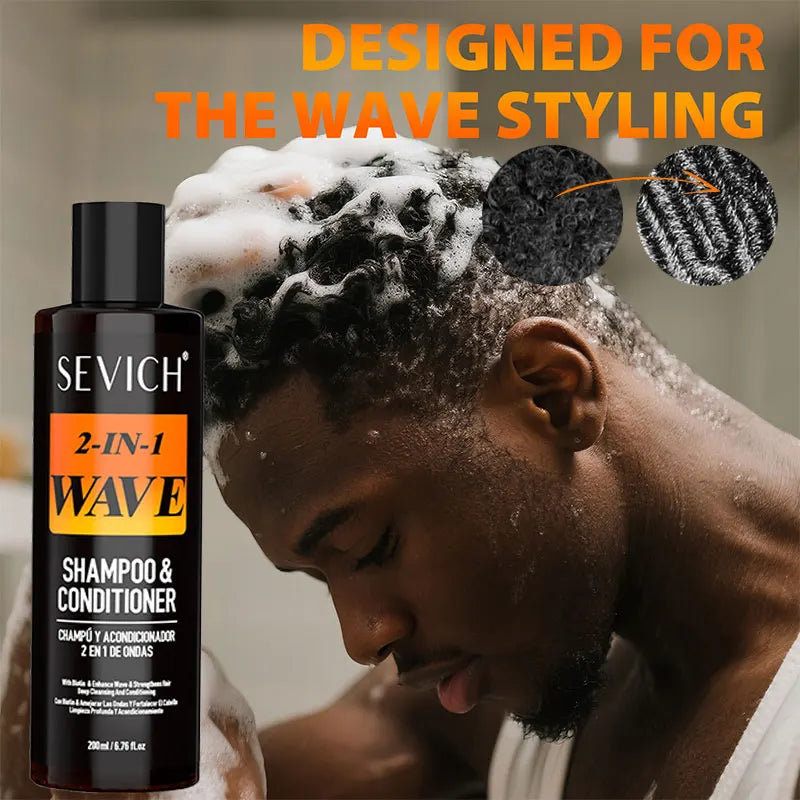 200Ml Wave Shampoo for African Men Biotin 360 Style Curly Hair Cream Deep Clean High Shine Hair Pomade Layered Control Wavy Wax