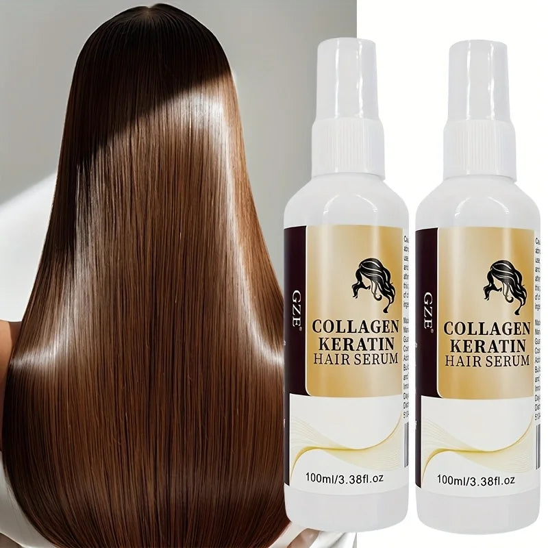 2 Pack  Collagen Keratin Hair Serum for Silky Hair Deep Conditioning Hydrating Repair Split Ends Anti-Breakage