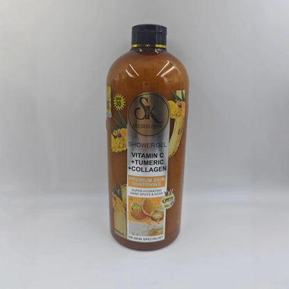 Berry Coffee Turmeric Scrub Shower Gel 1000Ml, Exfoliating & Brightening Shower Gel for Smooth Skin