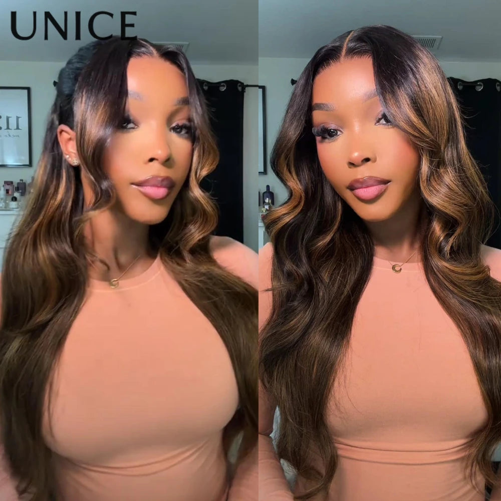 7X5 Bye Bye Slip™ Balayage Highlight Body Wave Human Hair Wig with Invisi Drawstring Wear Go Glueless Wig