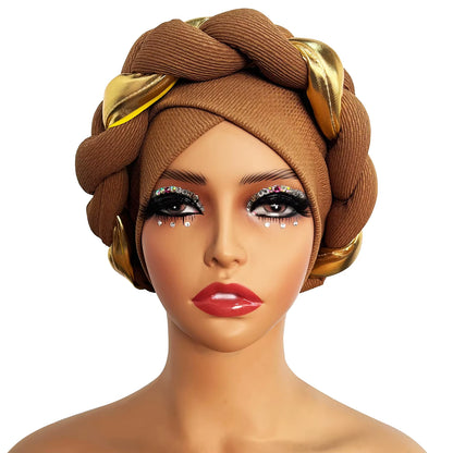 Elegant Turban Cap Women Headwrap Bonnet African Lady Head Wraps Muslim Turbans Hat Evening Party Autogele Headwear