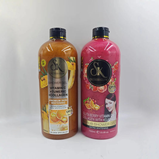 Berry Coffee Turmeric Scrub Shower Gel 1000Ml, Exfoliating & Brightening Shower Gel for Smooth Skin