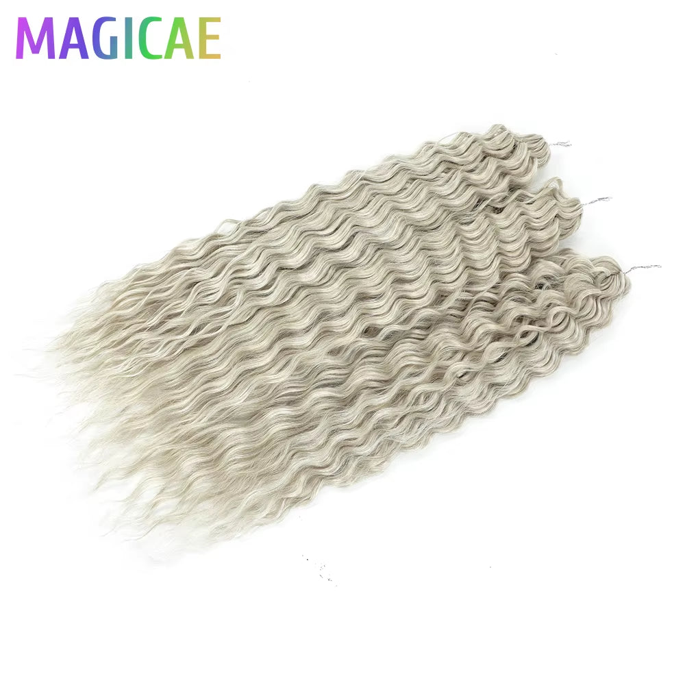 3Pcs 24Inches 300Grams Ariel Deep Water Twist Braids Crochet Curly Hair Orange Brown6# Blond 613 White Gray 58# Bundles