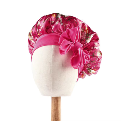 Enchanting Unicorn Satin Bonnet for Kids - Soft Wide Elastic Band Sleeping Cap for Curly Hair, Ideal Nighttime and Shower Use