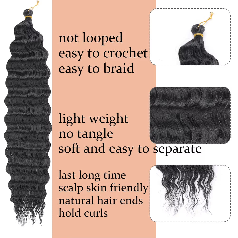 Transform Your Look with Our Deep Wave Crochet Hair - Synthetic Passion Twist Braiding Hair Extensions for Stunning Afro Curls and Ocean Waves