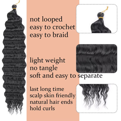 Transform Your Look with Our Deep Wave Crochet Hair - Synthetic Passion Twist Braiding Hair Extensions for Stunning Afro Curls and Ocean Waves
