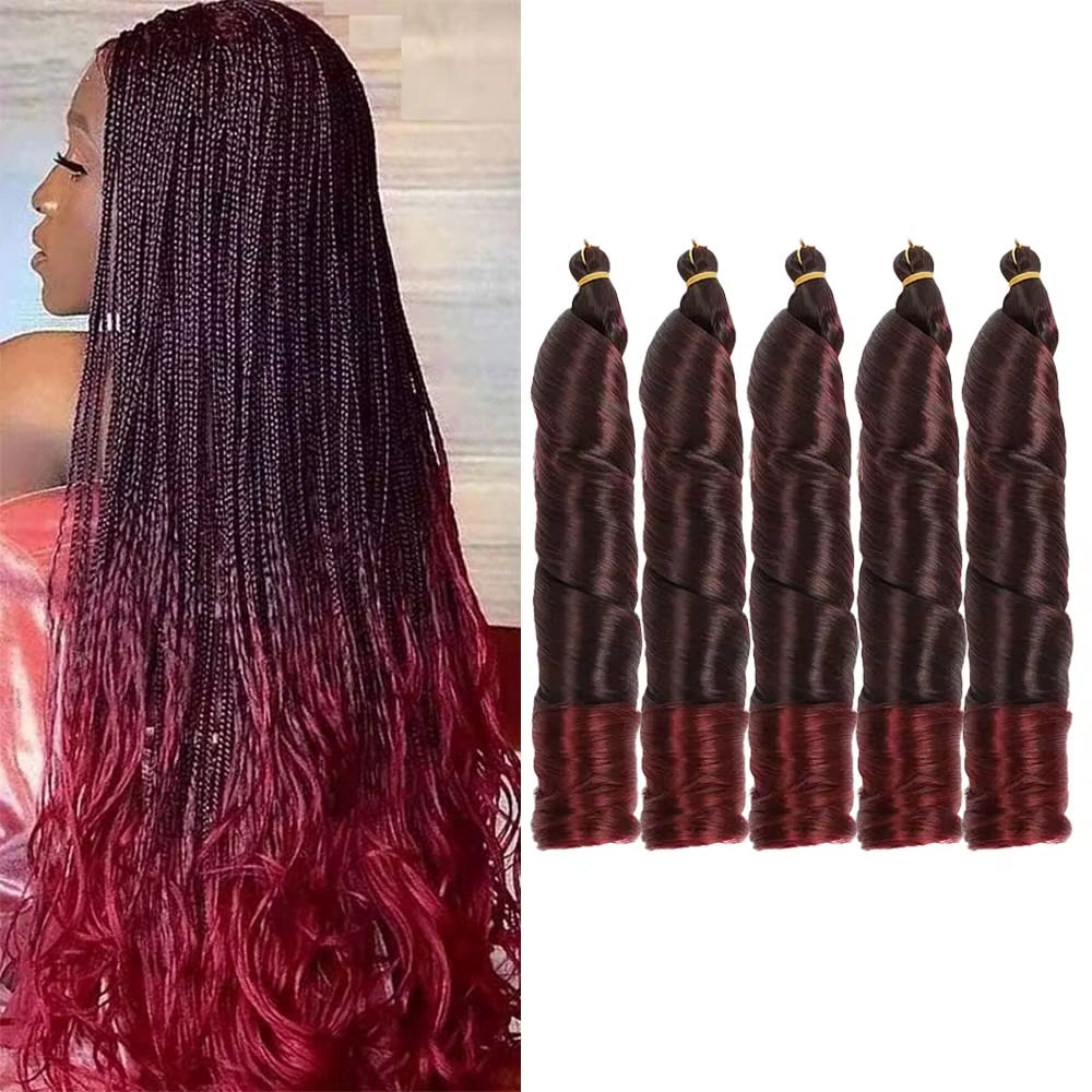 Elevate Your Style with 24-Inch Synthetic French Curls Crochet Hair - Pre-Stretched Loose Wave Braiding Hair in Ombre Colors