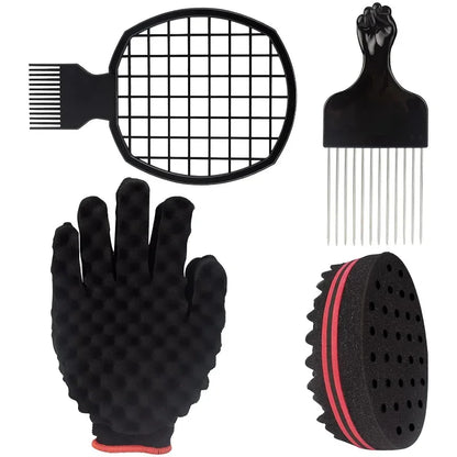Barber Shop Men Hair Braider Twist Sponge Gloves African Hair Styling Fork Comb Hair Curls Foam for Salon Hairdressing Tools