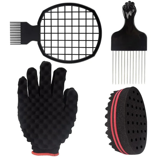 Barber Shop Men Hair Braider Twist Sponge Gloves African Hair Styling Fork Comb Hair Curls Foam for Salon Hairdressing Tools